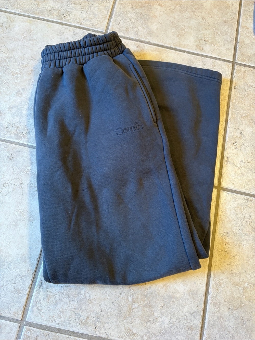 Comfort Stretch Navy Joggers with Subtle Logo